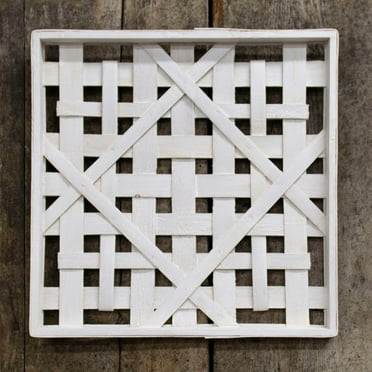 Whitewash Square Woven Frame 16"