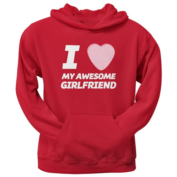 I Love My Awesome Girlfriend Candy Heart Red Pullover Hoodie - X-Large