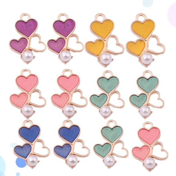 MLINS Assorted Color Love Pendant Charm Set for Jewelry Making, 12 Metal DIY Charms for Bracelets and Necklaces