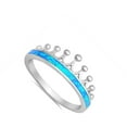 thumbnail image 4 of CHOOSE YOUR COLOR Blue Simulated Opal Crown Tiara Princess Ring .925 Sterling Silver Band CZ Female Size 11, 4 of 4