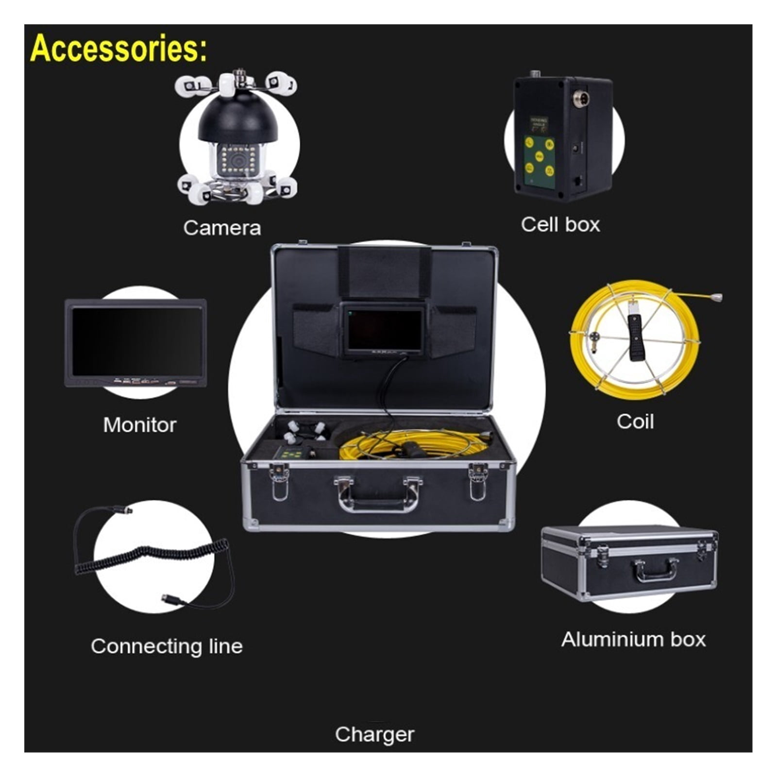 50m Cable Sewer Drain Pipe Inspection Camera System With DVR 360 Degree Rotation Waterproof Industrial Pipeline Endoscope ,Stunning Clarity