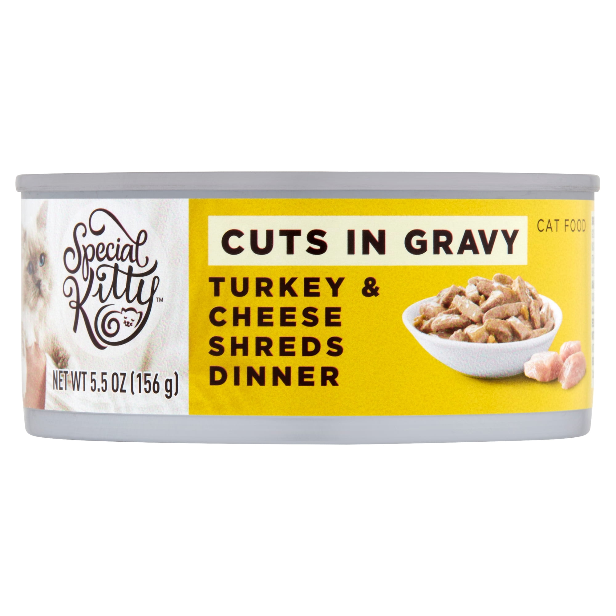 Special Kitty Cuts in Gravy Wet Cat Food, Turkey & Cheese Shreds Dinner, 5.5 oz Can