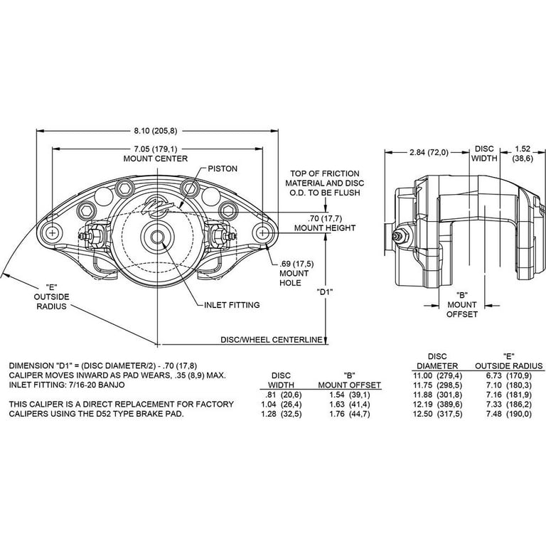 Wilwood Caliper GM D52 2.38in Piston 1.00 Rotor Wilwood Caliper GM D52 2.38in Piston 1.00 Rotor