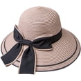 thumbnail image 2 of CoCopeaunts Bow Straw Bucket Hat for Women Summer Foldable Roll up Floppy Basin Hat Packable UV Protection Sun Hat Black Brim, 2 of 8