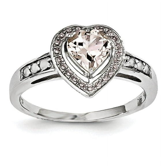 Sterling Silver Rhodium Morganite Heart Ring
