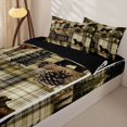 thumbnail image 3 of Castle Fairy Vintage Plaid Cabin Elk Bear Zipper Full Size Comforter Sets with Fitted Sheet and 2 Pillowcases,Pine Cone Spruce Zipper Bedding Set,Cream Olive Brown,Black Reversible,4pcs, 3 of 6