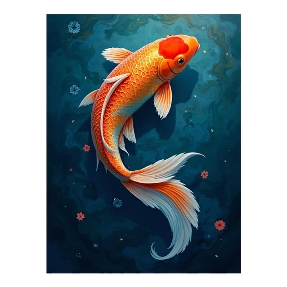 Diamond Art Kits for Adults - 5d Golden Koi In Blue Water Diamond Painting for Adults, Diamond Art for Adults Beginners, Diamond Painting Kits for Adults for Home Wall Decor
