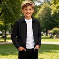 thumbnail image 7 of Solid Color Recreational Sports Long Sleeve Collar Blouse Outdoor Hooded Jacket Waterproof Windproof Cardigan Jacket Kids Size 16-17Years, 7 of 7
