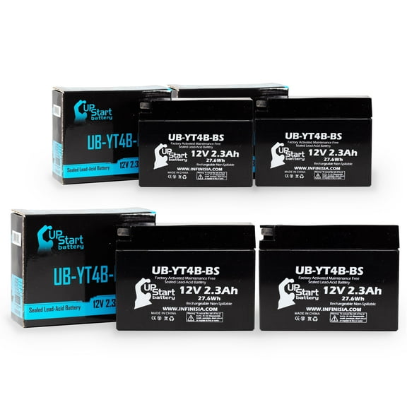 4-Pack UpStart Battery Replacement for 2011 Yamaha TTR110E 110CC Factory Activated, Maintenance Free, Motorcycle Battery - 12V 2.3Ah, UB-YT4B-BS