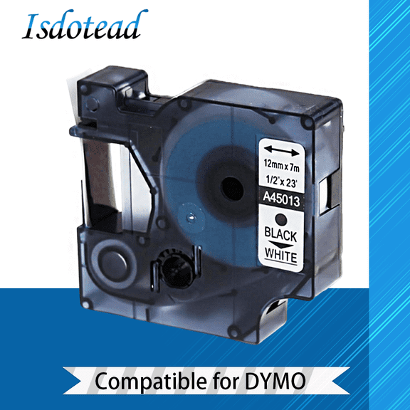 Isdotead Replacement for DYMO 160 Label Maker Refill Label Cassette 1/2 Inch Black on White D1 Label Tape 45013 S0720530 for LabelManager 280 160 360D 420P 450D Refill Cartridge