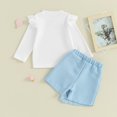 thumbnail image 4 of Gupgi Kids Girl Solid Color Crew Neck Long Sleeve Ribbed Tops Pearl Button Pantskirts, 2Pcs Clothes Set, 4 of 9