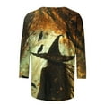 thumbnail image 4 of Neewe Womens Tops 3/4 Sleeve Shirts Round Neck Loose Casual Blouses Halloween Print Tshirts, 4 of 5