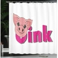 Ambesonne Oink Shower Curtain, Face of Pig Smiling Animal, 69"Wx70"L