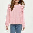 thumbnail image 5 of lnmuld Solid Color Stylish Long Sleeve Blouse Top with Delicate Lace Trim for Girls Fall and Winter Fashion Tunic Shirt for Big Kids Tweens Size:5-6 Years, 5 of 7
