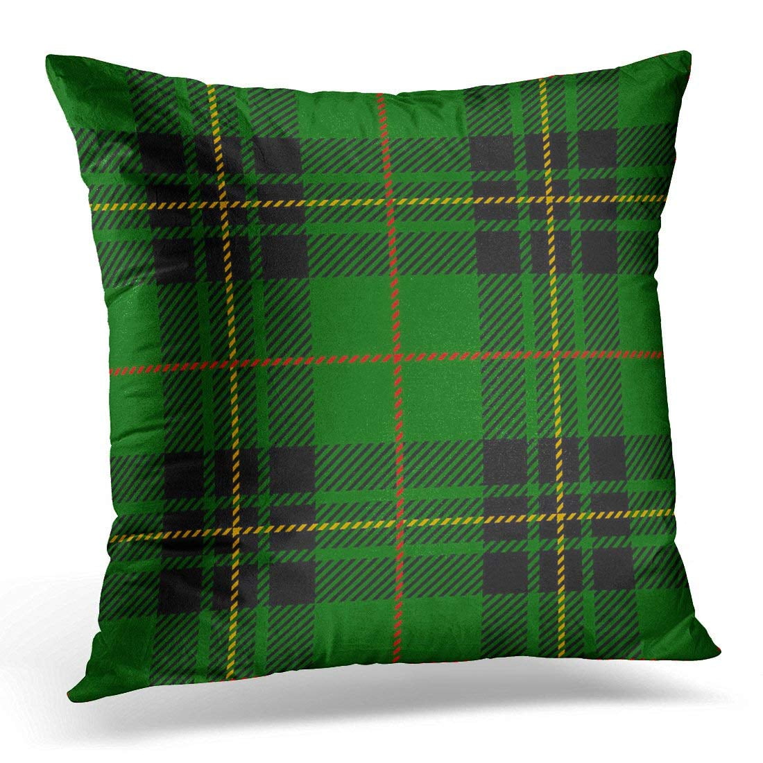 CMFUN Black Abstract Clan Forbes Tartan Plaid Scottish Pattern Green Checkered Pillow Case