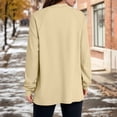 thumbnail image 5 of WTOBBY Women's Lightweight Button Detail Hoodie, Long Sleeve Casual Pullover, Preppy Style with Kangaroo Pocket for Essentials and Classic Streetwear Look,Beige XL, 5 of 6