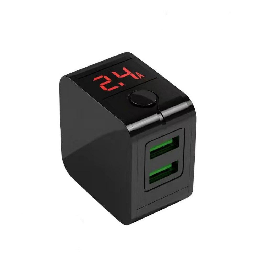 With DIgital Display Dual Ports Wall Plug USB Charger Adapter 2.4A 5V