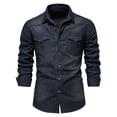 thumbnail image 1 of Men's Classic Denim Long Sleeve Shirt Solid Color Casual Button Down Work Shirt with Chest Pocket, 1 of 9