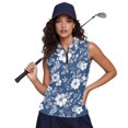 thumbnail image 6 of Whosucclay Blue-Floral Athletic Shirt for Female, Elastic Stretchy Comfortable Workout Tank Tops for Tennis Indoor Running Golf, 6 of 8