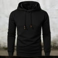 thumbnail image 2 of XIYON Hoodies For Men Winter Warm Hooded Sweatshirt Solid Color Long Sleeve Knitted Jacquard Fabric Pocket Sweatshirt Top Comfortable, 2 of 5