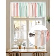 thumbnail image 7 of Rod Pocket Window Valances Orange Cyan Coral Stripes Short Kitchen Curtains Modern Farmhouse Striped Window Treatment Drapes for Bedroom Bathroom Living Room 54x18In,1 Panel, 7 of 7