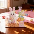 thumbnail image 6 of AZXY Easter Bunny Decorations, Wooden "Happy Easter" Bunny Figurine with Floral Accents, Cute Tabletop Decor for Home Office Indoor Party, Festive Holiday Ornament Gift for Spring Decor, 6 of 6
