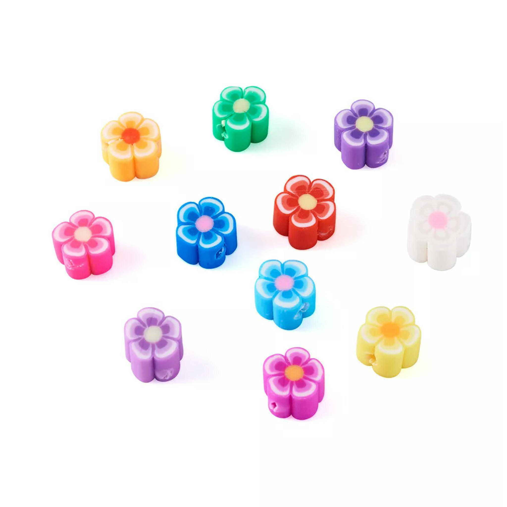 EOEMY 500Pcs Handmade Polymer Clay Flower Plum Blossom Beads Colorful Spacer 5.5~8mm