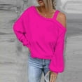 thumbnail image 2 of BLVB Off Shoulder Tops for Women 2024 Casual Loose Long Sleeve Fall Shirts Solid Color Ladies Pullover Blouse, 2 of 5