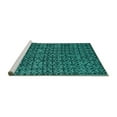 thumbnail image 2 of Ahgly Company Machine Washable Indoor Square Oriental Turquoise Blue Modern Area Rugs, 6' Square, 2 of 4