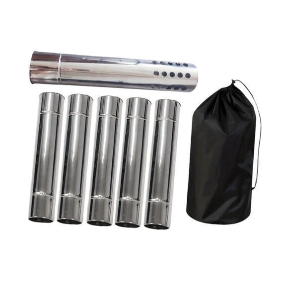6 Pieces Outdoor Stovepipe Chimney Pipe Stainless Steel Heat Resistant for Camping Tent Firewood Burner Use