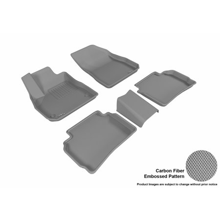 - 3D MAXpider 2016-2017 Chevrolet Malibu Front & Second Row Set All Weather Floor Mats in Gray with Carbon Fiber Look