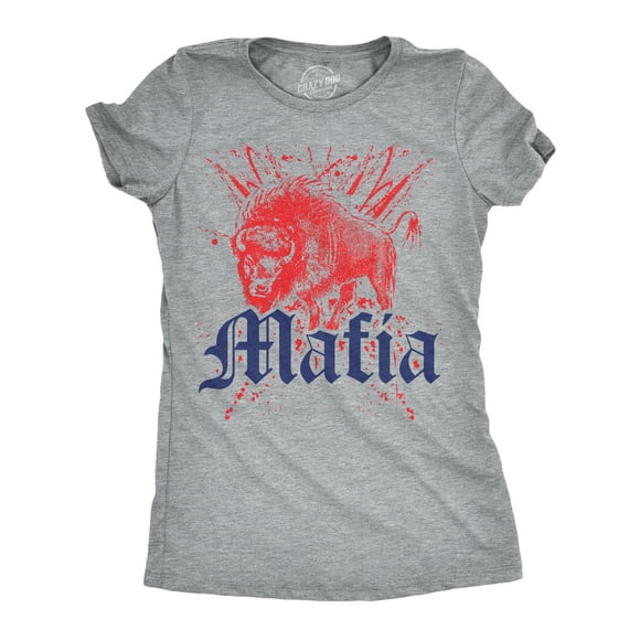 Womens Buffalo Mafia T Shirt Funny Football Graphic Novelty Tee for Ladies (Light Heather Grey) - M