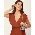thumbnail image 5 of Moomaya Sleeveless V Neck Wrap Solid Rayon Dress - Women's Stylish Wrap Dress, 5 of 9