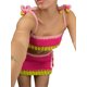 thumbnail image 4 of VISgogo Trajes de dos piezas para mujer, blusas cortas con tirantes de espagueti y ribete de patchwork + minifalda con cintura elástica VISgogo moda, 4 of 9