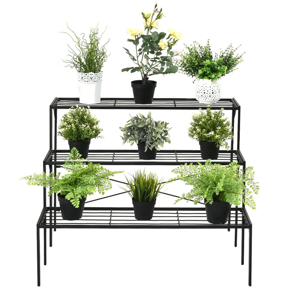 3Tier Metal Flower Plant Shelf Stand Display Rack Black