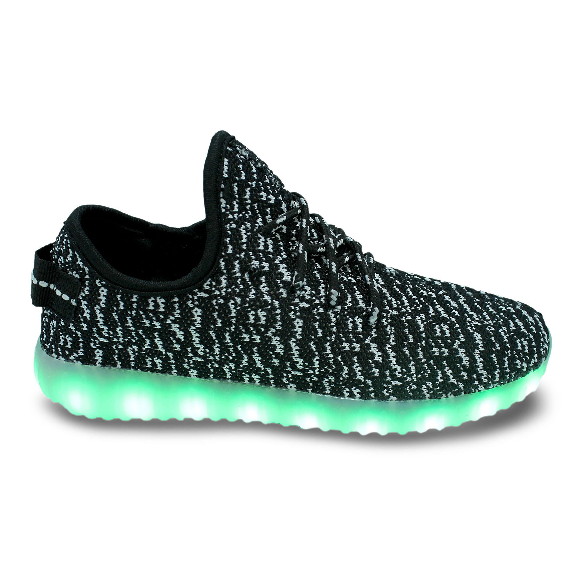 Family Smiles LED Light Up Knit Sneakers Low Top USB Charging Women Shoes  Black / White - Walmart.com