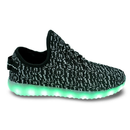 

Family Smiles LED Light Up Sneakers Low Top Black / White Women Shoes US 5.5 / EU 36