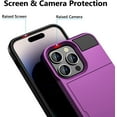 thumbnail image 5 of for iPhone 14 Pro Case Wallet Credit Card Holder ID Slot Sliding Door Hidden Pocket Men Women Anti-Scratch Dual Layer Hybrid Bumper Armor Protective Shell Back Cover for iPhone 14 Pro Purple, 5 of 14