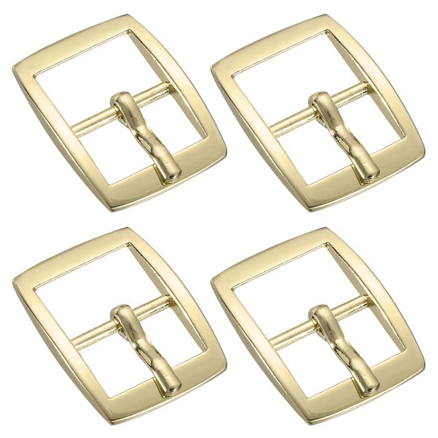 Uxcell 4Pack 0.63" Hebilla de cinturón de una sola punta, hebillas de barra central ovaladas para cinturón, dorado