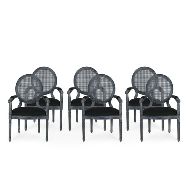 Cane Upholstered Dining Chair Set, Black Upholstered Dining Chairs Set Of 6