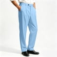 thumbnail image 4 of LODIENY Casual Dress Pants for Men Pleated Old Money Straight Leg Baggy Suit Slacks Fall Relaxed Fit Slacks Work Trousers with Pockets Light Blue L, 4 of 6