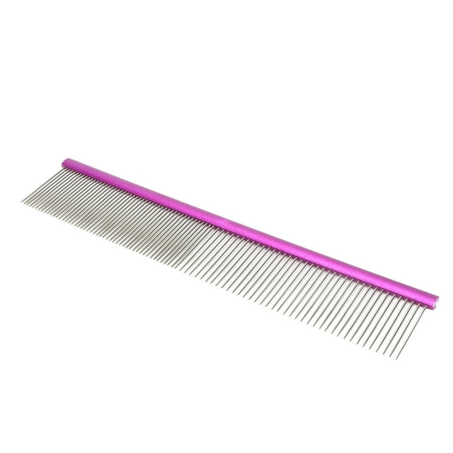 Peigne de Toilettage pour Chiens, Peigne en Acier Réutilisable pour Animaux de Compagnie Empêche les Extrémités Arrondies Statiques 2 Densités Différentes pour les Races à Poils Longs Rouge 16cm / 6,3in, Violet 19cm / 7,5in, Bleu 22cm / 8.7in, Vert