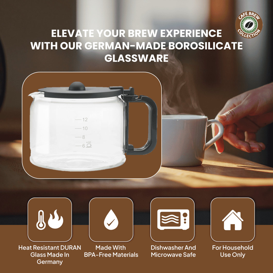 Keurig K Duo and K Duo Essentials Carafe Replacement , 12 Cup, Borosilicate Glass from Germany