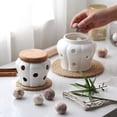 thumbnail image 2 of Mornenjoy Garlic Keeper,Ceramic Garlic Jar Storage Garlic Collection Vented Hollow Pumpkin Shape Stoneware Garlic Container with Lid (White Ceramic-S), 2 of 9