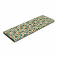 thumbnail image 1 of Flower Bench Pad, Conceptual Gardening Plants Theme Style Mosaic Chevron Gyron Shaped, HR Foam Cushion with Decorative Fabric Cover, 45" x 15" x 2", Petrol Blue Orange, by Ambesonne, 1 of 3