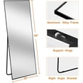 thumbnail image 3 of ZXNYH Full Length Mirror, 55"x20" Full Body Mirror with Stand Floor Mirror Full Length Standing Mirror Wall-Mounted Mirror Hanging or Leaning Against Wall Aluminum Alloy Thin Frame (White), 3 of 7
