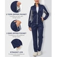 thumbnail image 4 of Women's 2Pc Full Zip Tracksuit, 4 Way Stretch Breathable with Reflective & Zipper Pockets for Gym Running Deep Blue L, 4 of 8