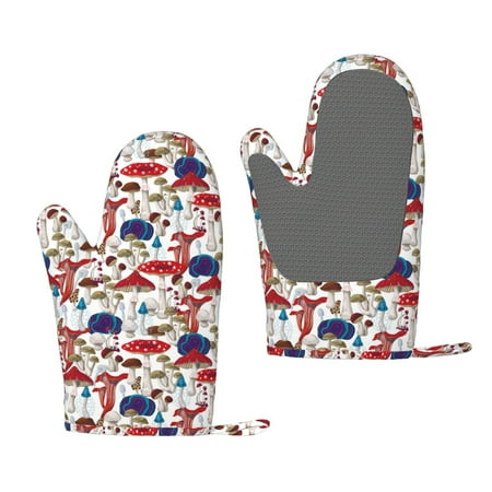 

Lafuoo Colorful Mushrooms (2) Pattern Silicone Anti-Scalding Gloves Hanging Rope Gloves are Suitable for Kitchen Utensils for Kitchen Baking Cooking Outdoor Barbecue