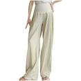 thumbnail image 2 of Women's Maternity Pants with Pockets Loose Wide Leg Cozy Pant Spring And Fall Maternity High Waist Solid Full Length Pants Beige M, 2 of 4