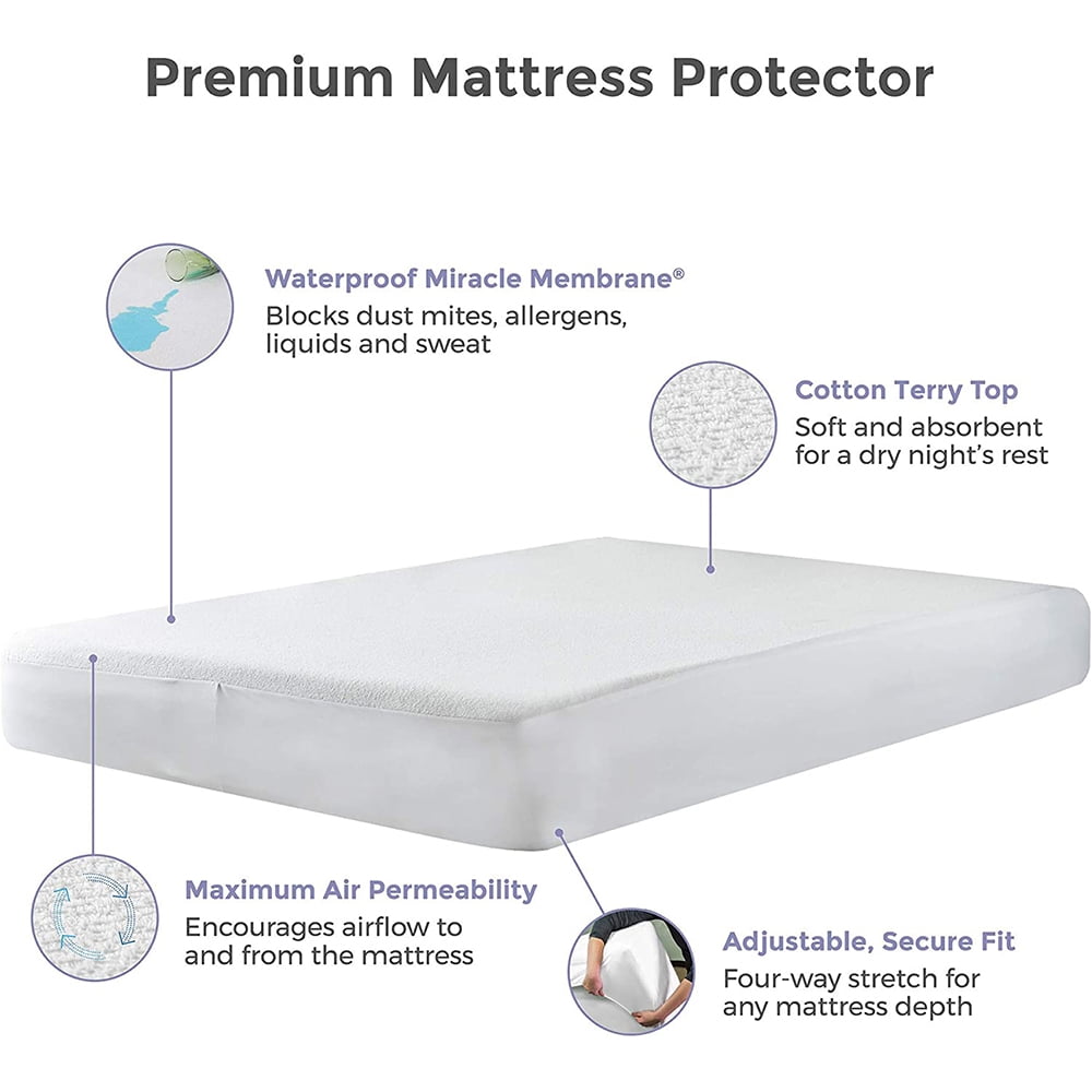 ProtectABed Premium Cotton Terry Cloth Waterproof Mattress Protector